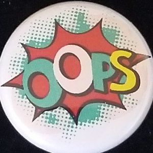 NWT "Oops" Cute & Fun Pin /Brooch Comic Book